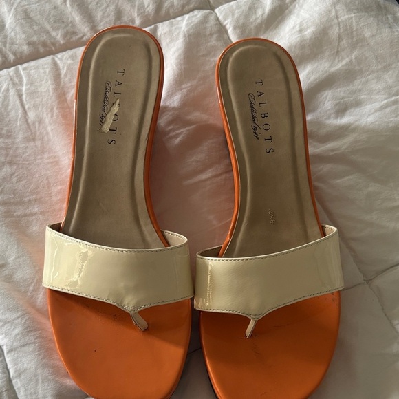 Talbots Women's Sandals in Orange and Cream - Picture 1 of 6